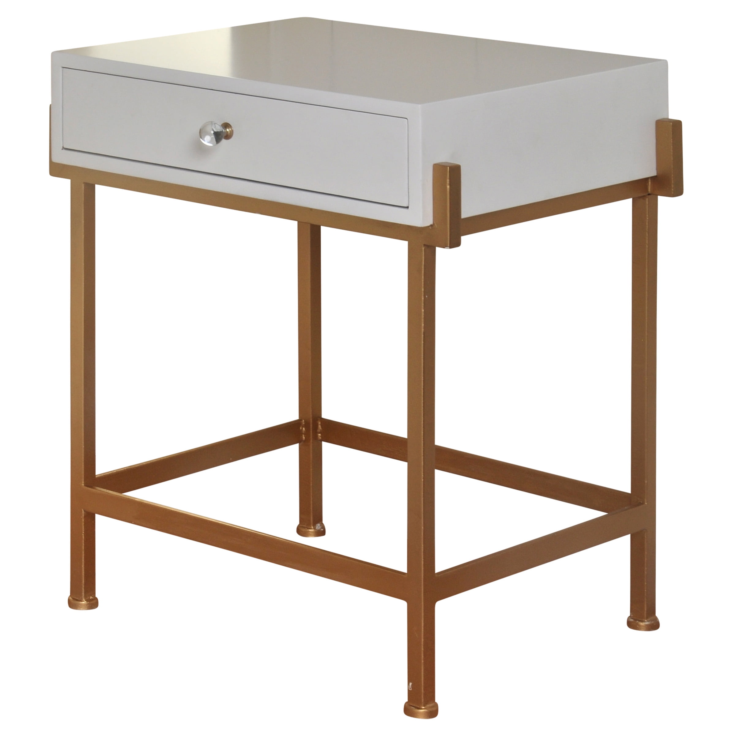 Volgen Bijna dichtbij GwG Outlet White Lacquered Side Table in Antique Gold Finish - Walmart.com