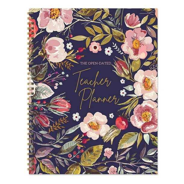 Large Botanical Floral Undated 9" x 11" Weekly Teacher Planner Lesson Plan Book