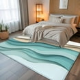 thumbnail image 5 of 6x9Ft Area Rugs Teal Brown Ombre Non-Skid Rubber Backing Large Rectangle Rugs - Living Room Bedroom Home Office, Modern Abstract Moire Art Geometric Indoor Floor Mat Carpets Washable Rug, 5 of 9