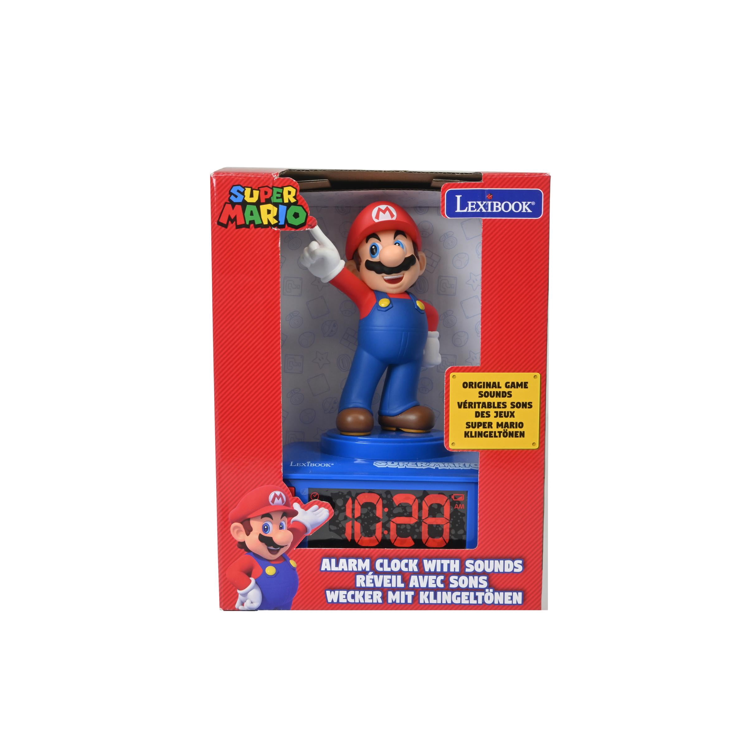 Lexibook, Super Mario, Mario Nightlight Alarm Clock, Sounds and Melodies, LCD Backlit Screen, Luminous, Snooze, Red/Blue
