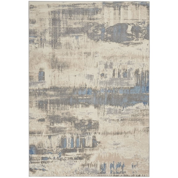 Nourison Solace Abstract Contemporary Ivory/Grey/Blue Area Rug