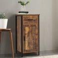 thumbnail image 6 of USIKEY Side Cabinet, Floor Storage Cabinet with 1 Door and 1 Drawer, Industrial Storage Cabinet with 2 Shelves, Nightstand, Small Rustic Cabinet, for Living Room, Hallway, Office, Rustic Brown SNG11F, 6 of 7