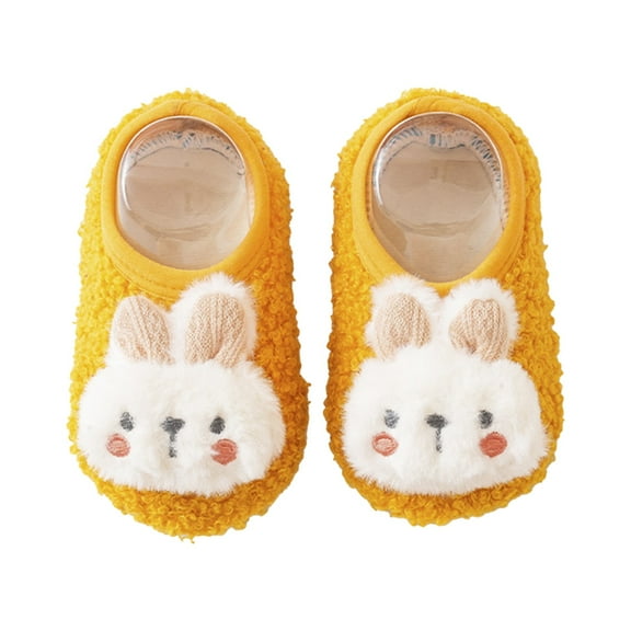 kamemir Kids Slippers Toddler Slippers for Girls Boys Warm House Shoes for Kids Baby Sock Shoes Non-Slip Rubber Sole Winter Home Slippers for Indoor(Yellow,3-4 Years)