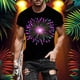thumbnail image 1 of Tops para hombre, blusas y camisas de manga corta con cuello redondo para hombre, jersey informal con cuello redondo estampado para hombre, pantalones cortos deportivos para fitness, blusa de poliéste, 1 of 5
