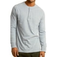thumbnail image 1 of SLM Mens Cotton Thermal Tops Waffle Knit or Plain Henley Shirts -3XL-Basic Heather Gray, 1 of 2
