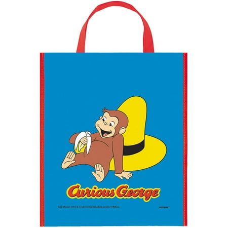 Large Plastic Curious George Favor Bag, 13" x 11