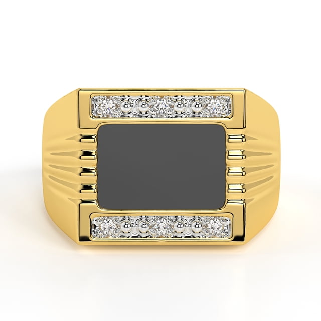 RYLOS Men's Rings 14K Yellow Gold Designer Onyx Ring With Diamonds and Black Onyx Rings For Men Size 10