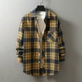 thumbnail image 2 of Bwdbhd Men's Button Down Regular Fit Long Sleeve Plaid Flannel Casual Shirt Snow Yellow,2XL, 2 of 5