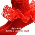 thumbnail image 4 of TELOLY 2Pairs Kids Socks,0-6 Months Ruffle Socks,Thin Style Lace Socks,Red,Xxs, 4 of 6