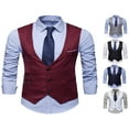 thumbnail image 3 of Gilet de Smoking Classique pour Hommes, Col en V, Sans Manches, à Simple Boutonnage, Gilet de Costume pour Gentlemen, 3 of 6