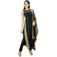 thumbnail image 2 of Atasi Womens Black Net Straight Kurti Salwaar Kameez with Dupatta Readymade, 2 of 8