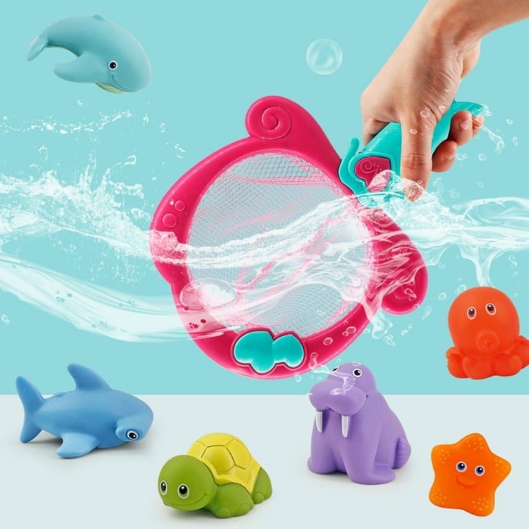 Bath Toys Fishing Games With Fish Net Bpa Free No Mold Squirt