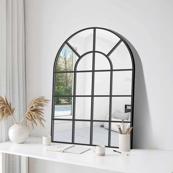 GLASHOM Arched Wall Mirror,20x30 inch Window Mirror Decorative Wall Mounted,Living Room Bedroom Entryway Hanging or Leaning Against Wall