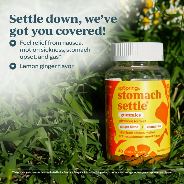 UpSpring Stomach Settle Gummies, with Vitamin B6, Lemon Ginger