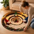 thumbnail image 2 of BZPIZ 24“ Christmas Round Rug, 3D Optical Illusion Train Tunnel Prank Rug, Christmas Train Holiday Floor Mat for Living Room Bedroom Entryway, 2 of 6