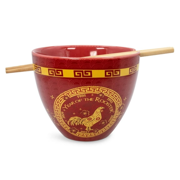 Year Of The Rooster Chinese Zodiac 16-Ounce Ramen Bowl and Chopstick Set