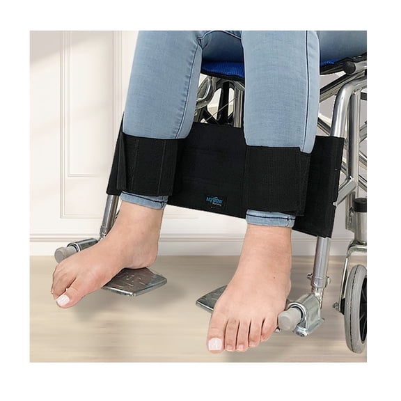 Wheelchair Leg Support Strap, Foot Rest Safety Belt for Stability, Medical Calf Restraint for Seniors and Adults Wheelchair Accessories (Black)