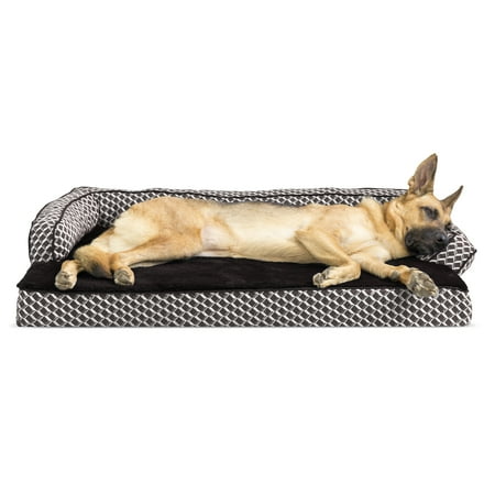 Dutchie Diamond Dog Bed FurHaven Pet Dog Bed | Memory Foam Plush & Decor Comfy Couch Sofa-Style Pet Bed for Dogs & Cats, Diamond Brown, Jumbo ()