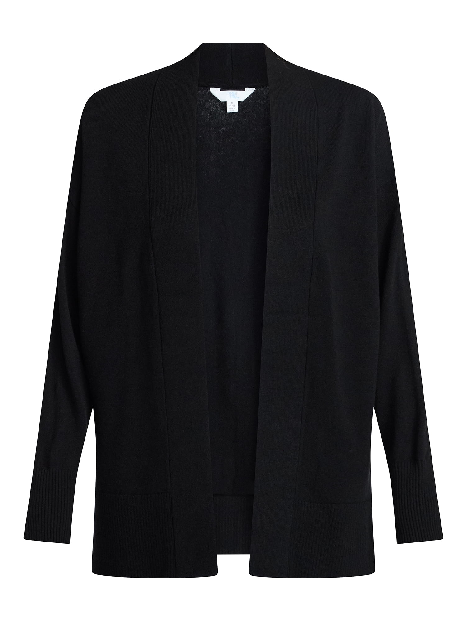 Time and Tru Women's and Women’s Plus Open Front Cardigan Sweater with Long Sleeves, Lightweight, Sizes XS-4X