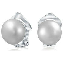 Bling Jewelry Womens Button Style Freshwater Pearl Clip-On Earrings Sterling Silver Non-Pierced Ears