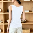 thumbnail image 5 of Womens V Neck Tank Tops Summer Ribbed Sleeveless Henley Shirts Casual Loose Fit Button Up Cami Knit Tees White, 5 of 6