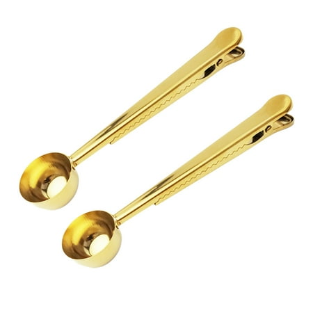 

Ekeka Clearance ! 2pcs Portable Coffee Scoop Clip Kitchen Tool Stainless Steel Easy Clean Sealing