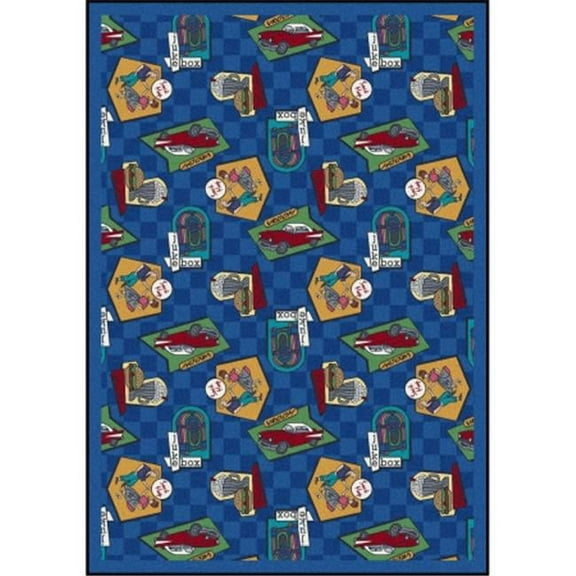 Kaleidoscope Fabulous Fifties Rectangle Whimsical Area Rugs  01 Blue - 7 ft. 8 in. x 10 ft. 9 in.