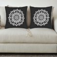 thumbnail image 3 of Set of 2 18x18in Throw Pillow Covers with Elegant Black Background and Intricate White Mandala Design for Couch Bed or Car, 3 of 8