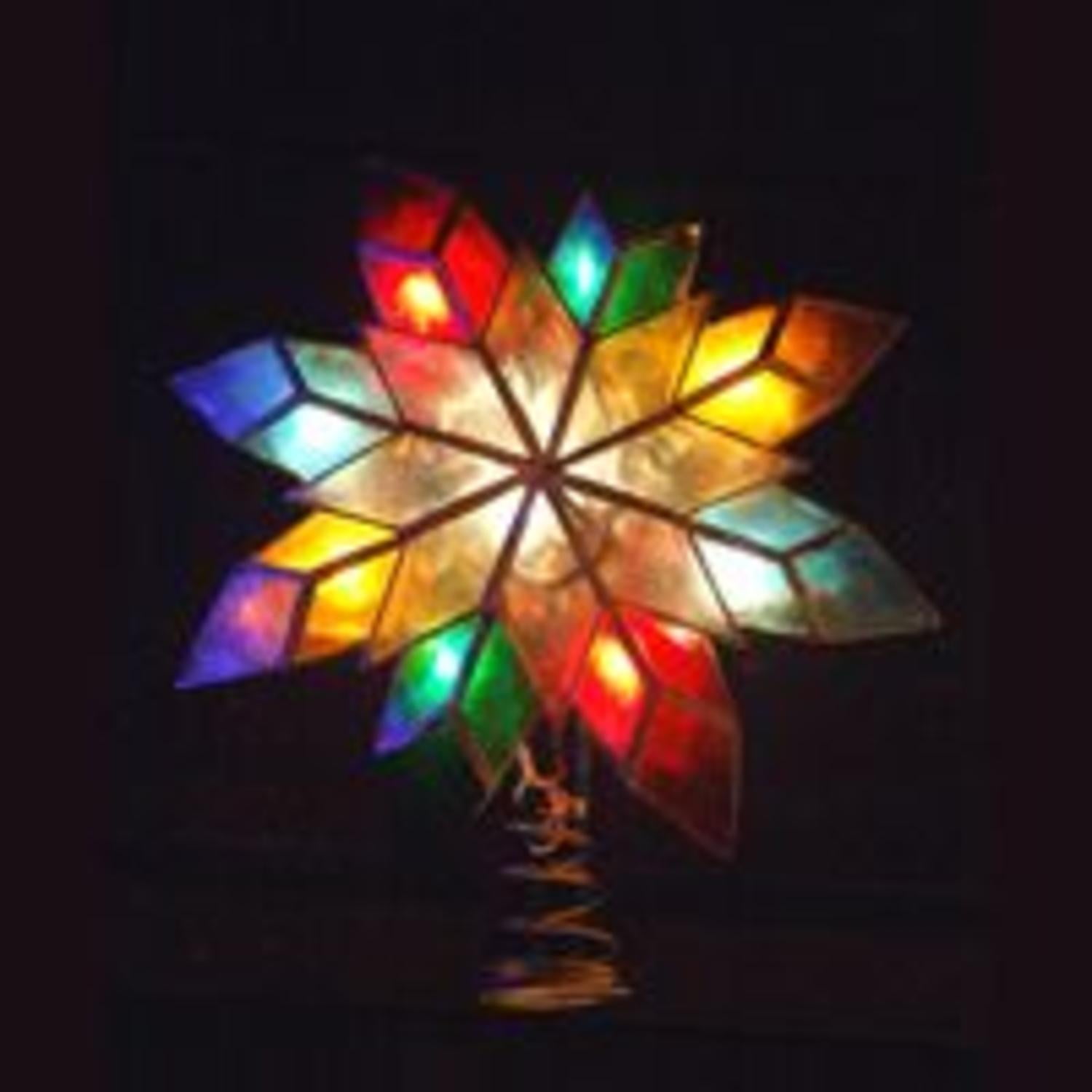 8" Lighted MutliColor Capiz Shell Christmas Tree Topper Clear Lights