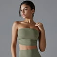 thumbnail image 3 of SWSMCLT Women's Crop Tube Top Tube Top Ruched Summer Casual Light Soft Tight Yoga Fitted Sexy Strapless Top Green X-Large, 3 of 5