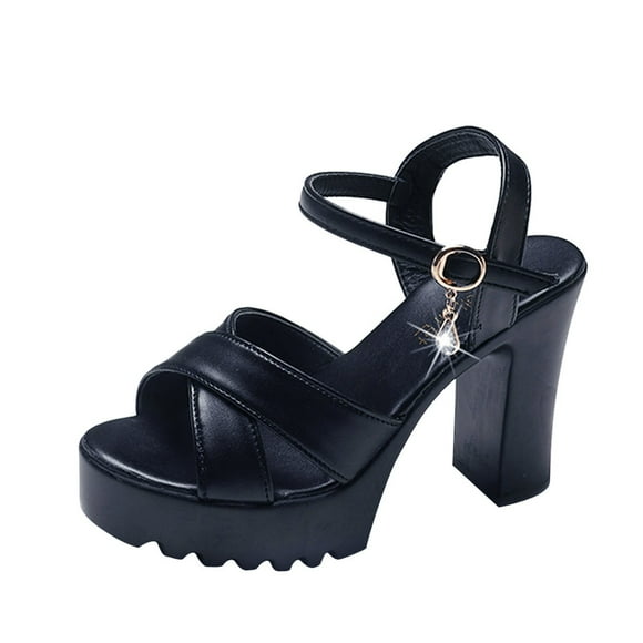 Babysbule Womens Clearance Sandals, Women Fish Mouth Platform High Heels Wedge Sandals Buckle Slope Sandals