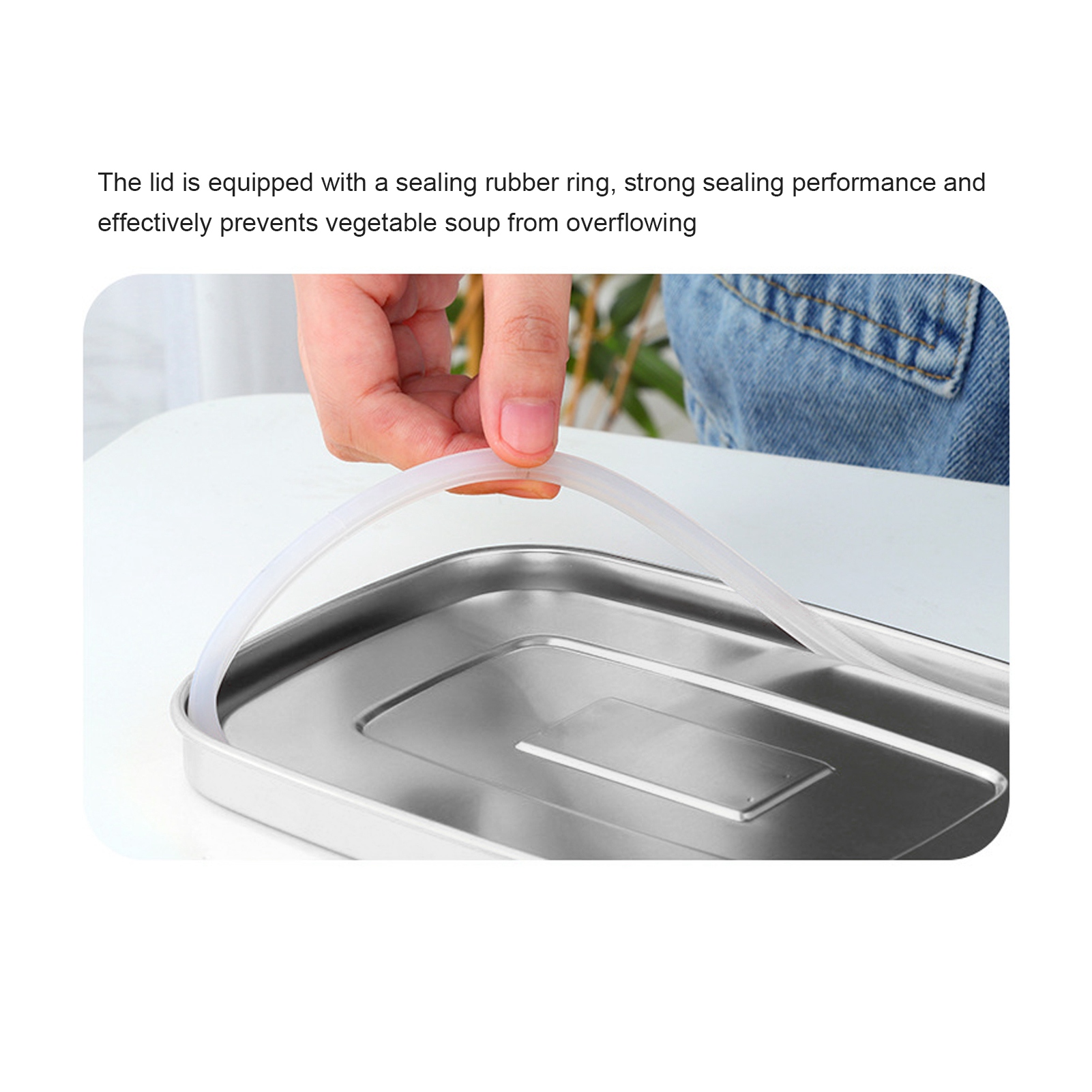 Portable Divided Stainless Steel 2 Compartments bento lunch box with Lock Clips Design, Metal Lunch Box Containers,Dishwasher Safe Leak Proof for Home Office[Silver]
