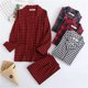 thumbnail image 2 of Cárdigan de manga larga de franela cepillada de algodón para mujer, ropa a cuadros con pantalón largo, conjuntos de dos piezas para mujer, Otoño e Invierno, 2 of 4