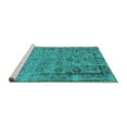 thumbnail image 2 of Ahgly Company Machine Washable Indoor Round Oriental Turquoise Blue Industrial Area Rugs, 5' Round, 2 of 4