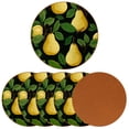 thumbnail image 2 of Pear Elegant Microfiber Leather Round Coasters (6PCS) – 11x11 cm/4.3x4.3 in Set for Drinks, Table , Home Decor, 2 of 6