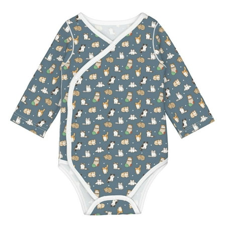 

Coaee Cute Cats And Dogs for Soft Cotton Baby Long-Sleeve Bodysuit Girls Boys Bodysuit Romper