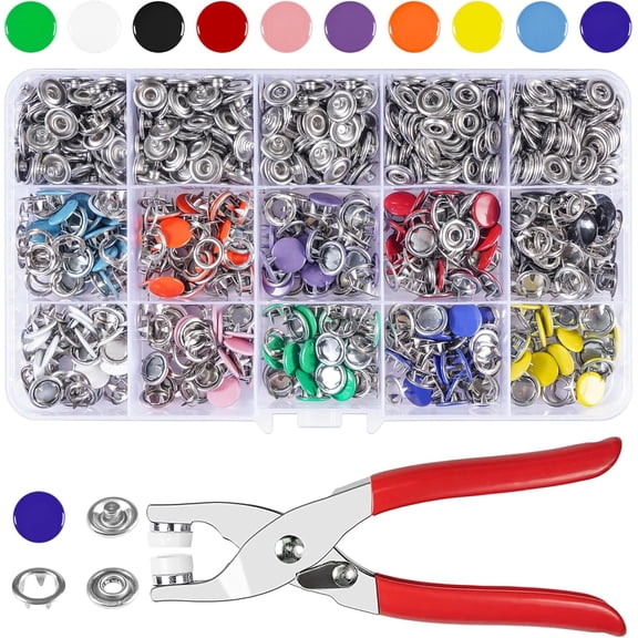 ZEN Craftsmanship DIY 200 Sets 3/8 Inch Metal Snaps Buttons with Fastener Pliers Press Tool Kit for for Sewing and Crafting (10 Colors,9.5mm) (Solid)