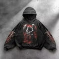 thumbnail image 2 of Wuxian Men Hooded Sweatshirt Retro Graphic Printed Pullover Hoodie Pullovers Tops Casual Loose Fit Athletic Sport Cozy Coat Dailywear,Black,XXL, 2 of 3