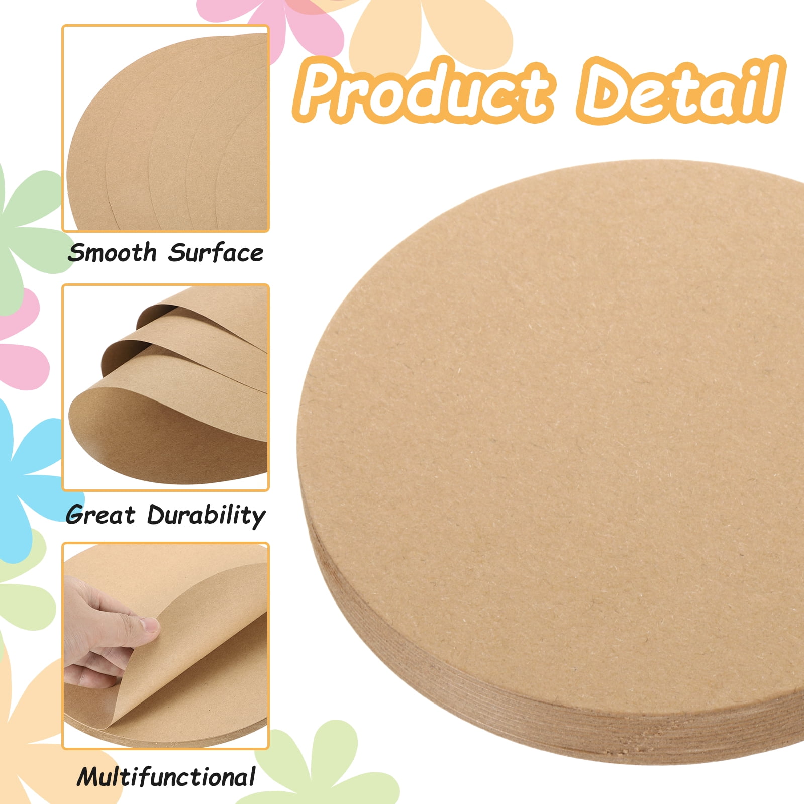 Uxcell Circle Kraft Paper, Round Shape Cardstock Paper Circle Bulletin Board for Art Supplies, Origami, Paper Crafting Brown 4 x 4 Inch