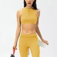 thumbnail image 6 of SHENGYUAN Comfy Bras for Women Bra Spring and Summer Zipper Stand Collar Fitness Vest With Chest Pad Hollowed Out Nude Sports Yoga Running Top Yellow,XL/8, 6 of 8