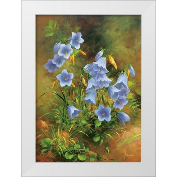 Fasani 11x14 White Modern Wood Framed Museum Art Print Titled - Blue Flowers