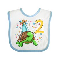 Inktastic 2nd Birthday Cute Turtle in Party Hat with Confetti Boys or Girls Baby Bib