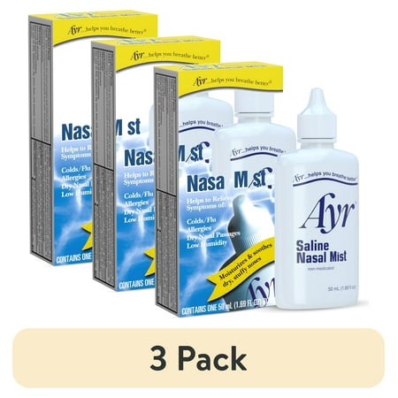 (3 pack) Ayr Saline Nasal Mist, for Daily Saline Nasal Care, 50mL