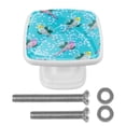 thumbnail image 1 of 4 Pieces Set Drawer Pulls Handle Square Wardrobe Cabinet Knobs with Stainless Steel Screws Furniture Kitchen Decor, 1 of 5