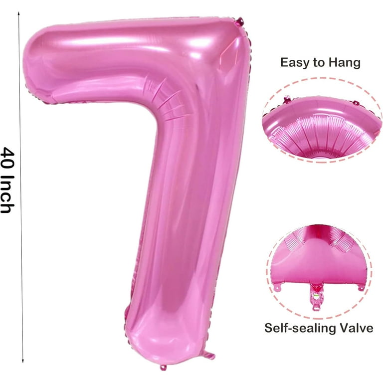 40Inch Hot Pink Digit Balloon for Kids Decors Year Old 17 27