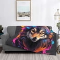 thumbnail image 2 of Honeii Colorful Wolf Head print throw blanket, crafted from cozy cotton flannel, offers versatile home decor as a bedding suitable for all seasons.-, 2 of 6