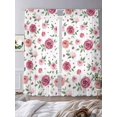 thumbnail image 3 of Farmhouse Flower Sheer Curtains for Living Room Bedroom, Light-filtering Sheer Curtain, Country Rose Red Floral Leaf Texture Rod Pocket Voile Window Treatment Drapes, 52’’Wx96’’L, 2 Panels Set, 3 of 7