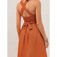 thumbnail image 3 of Women's Crisscross Back Smocked Square Neck Maxi Dress for Summer Events with Flowy Soft Fit 70% viscose 30% linen, 3 of 7