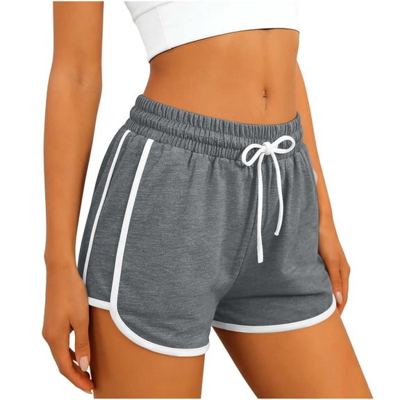 WMTBSRSW Striped Dolphin Running Shorts for Women High Waisted Drawstring Sporty Shorts for Athletic Workout Gym Track Gray Medium