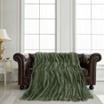 thumbnail image 2 of REGALWOVEN Flannel Fleece Throw Blanket Waffle Microfiber Fuzzy Blanket Bed, Army Green 70"x78", 2 of 6